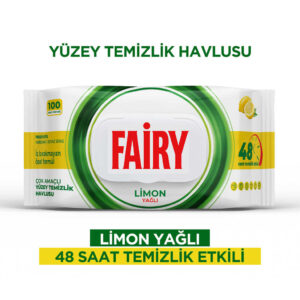 خرید و قیمت دستمال مرطوب چند منظوره سطوح فیری fairy رایحه لیمو limon بسته 100 عددی