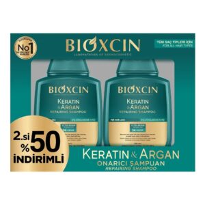 خرید و قیمت پک 2 عددی شامپو بیوکسین BIOXCIN حاوی روغن آرگان و کراتین حجم 300 میل