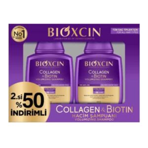 خرید و قیمت پک 2 عددی شامپو بیوکسین BIOXCIN حاوی کلاژن و بیوتین حجم 300 میل