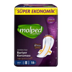خرید و قیمت نوار بهداشتی مولپد Molped سایز Long مدل superNight بسته 18 عددی