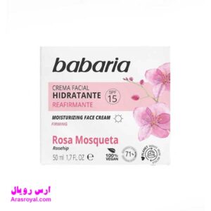 خرید و قیمت کرم آبرسان و سفت کننده پوست باباریا babaria حاوی عصاره گل رز حجم 50 میل