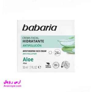 خرید و قیمت آبرسان صورت 24 ساعته و ضد آلودگی باباریا babaria حاوی عصاره آلوئه ورا حجم 50 میل