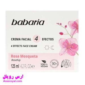 خرید و قیمت کرم 4 کاره آبرسان و مغذی و ضد چروک و روشن کننده باباریا babaria حاوی عصاره گل رز حجم 50 میل