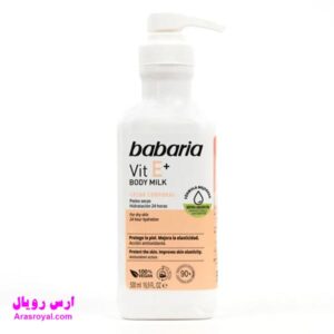 خرید و قیمت شیر بدن باباریا babaria حاوی ویتامین E مناسب پوست خشک حجم 500 میل