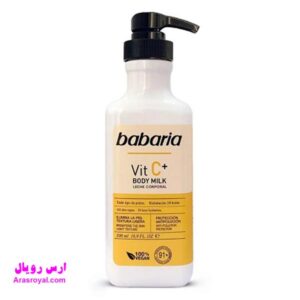 خرید و قیمت شیر بدن باباریا babaria حاوی ویتامین سی مناسب انواع پوست حجم 500 میل