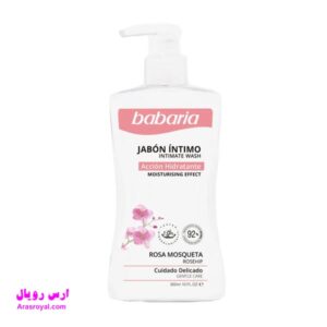 خرید و قیمت ژل شستشوی بانوان باباریا babaria حاوی عصاره گل رز وحشی مرطوب کننده حجم 300 میل