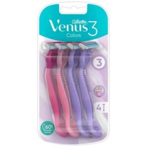 خرید و قیمت خود تراش زنانه ژیلت ونوس Gillette Venus مدل Colors سه لبه بسته 4 عددی