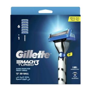 خرید و قیمت ست دسته و یدک ژیلت Gillette سه لبه مدل Mach 3 Turbo بسته 6 عددی
