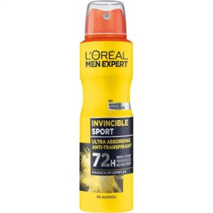 خرید و قیمت اسپری ضد تعریق لورال Loreal مردانه زرد مدل Invincible Sport حجم 250 میل