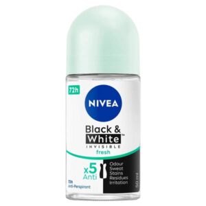 خرید و قیمت مام رولی ضد تعریق نیوا Nivea زنانه مدل Black and White Invisible Fresh بلک اند وایت فرش حجم 50 میل