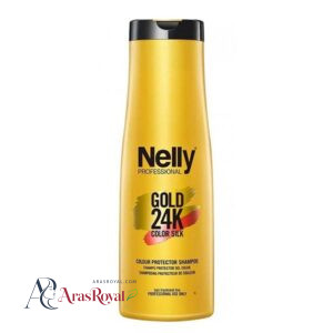 خرید و قیمت شامپو تثبیت کننده رنگ مو گلد نلی Nelly مدل Gold 24K Color Silk حجم 400 میل