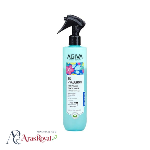 خرید و قیمت اسپری دوفاز ضد حرارت و آبرسان آگیوا Agiva مدل 8D حاوی هیالورونیک اسید حجم 400 میل
